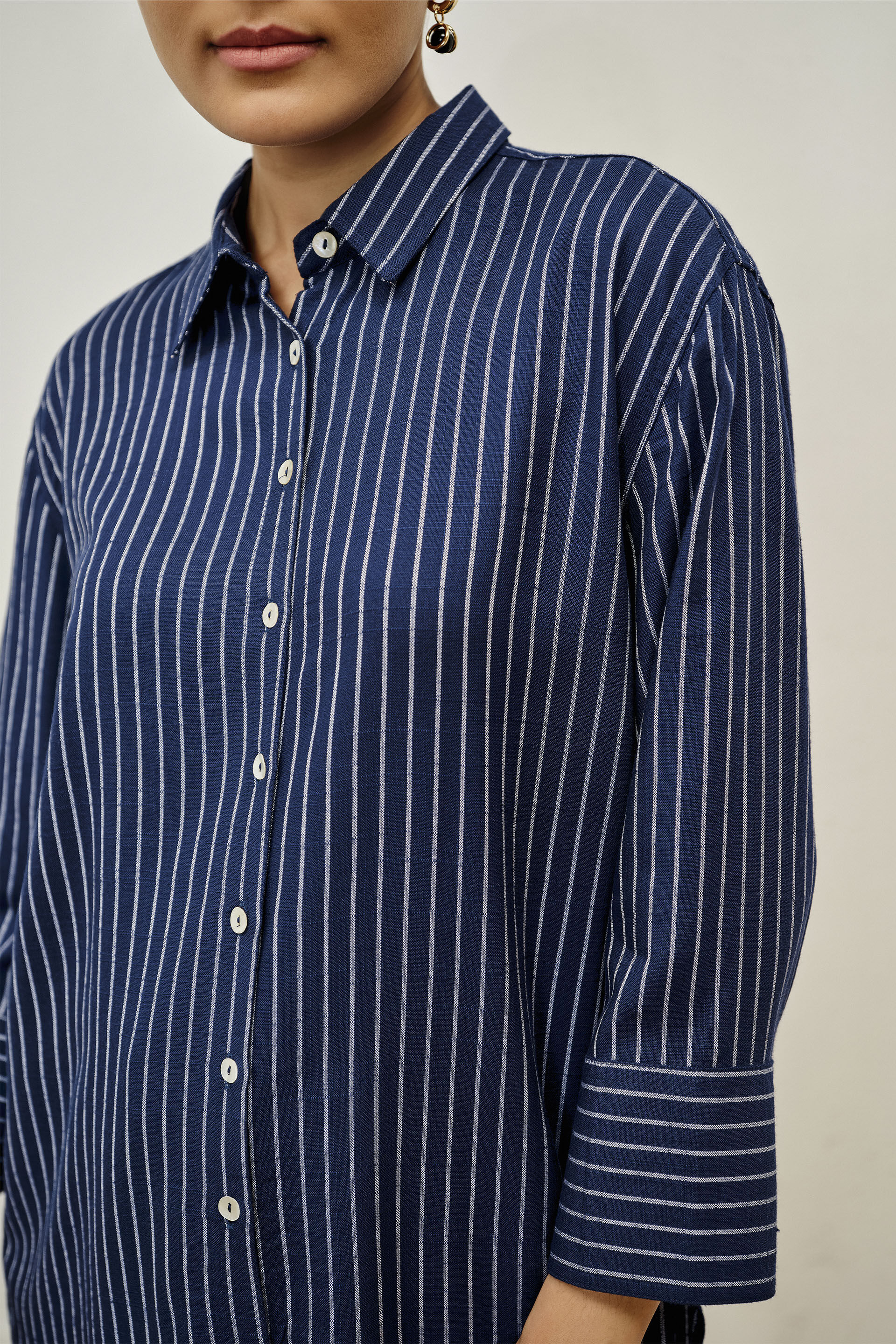 Elyse White Striped Shirt, White, image 4